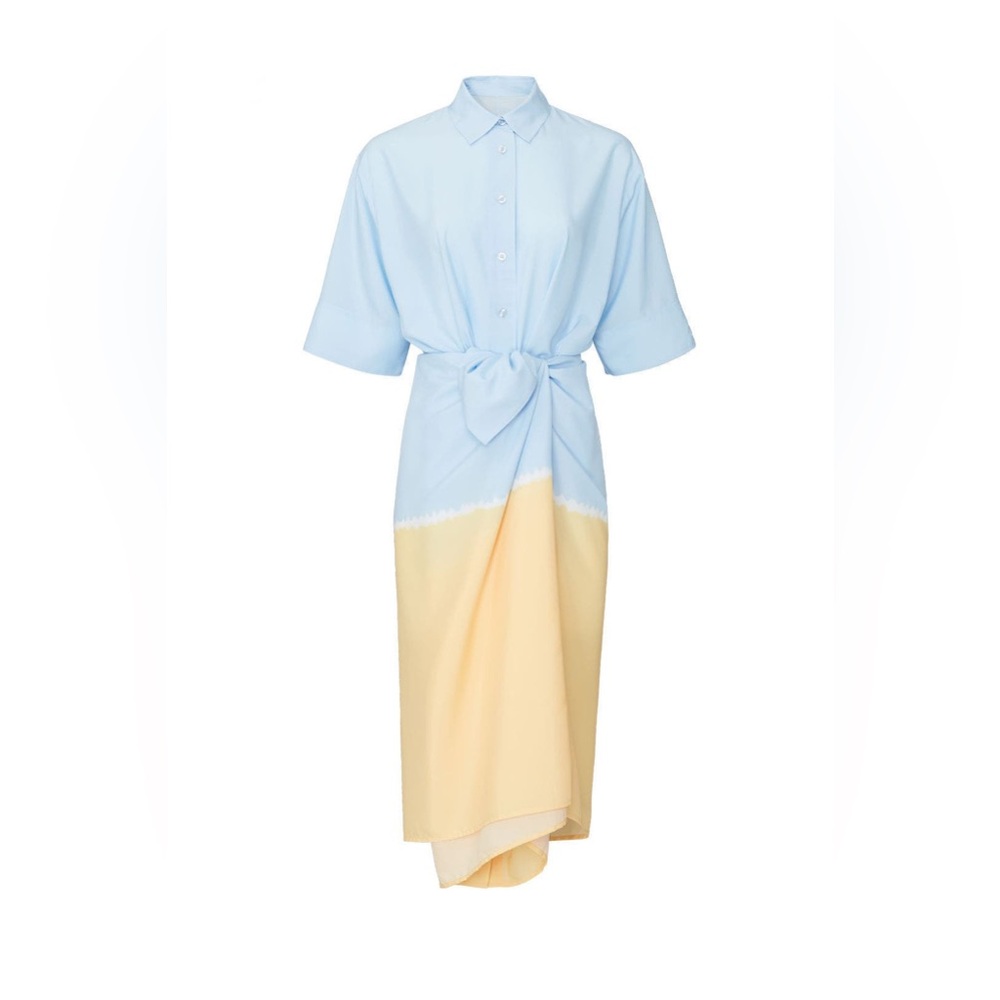 Tome Patchwork Tie Dye Dress in Blue and Yellow